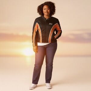 Harley-Davidson Black and Orange Bomber Jacket